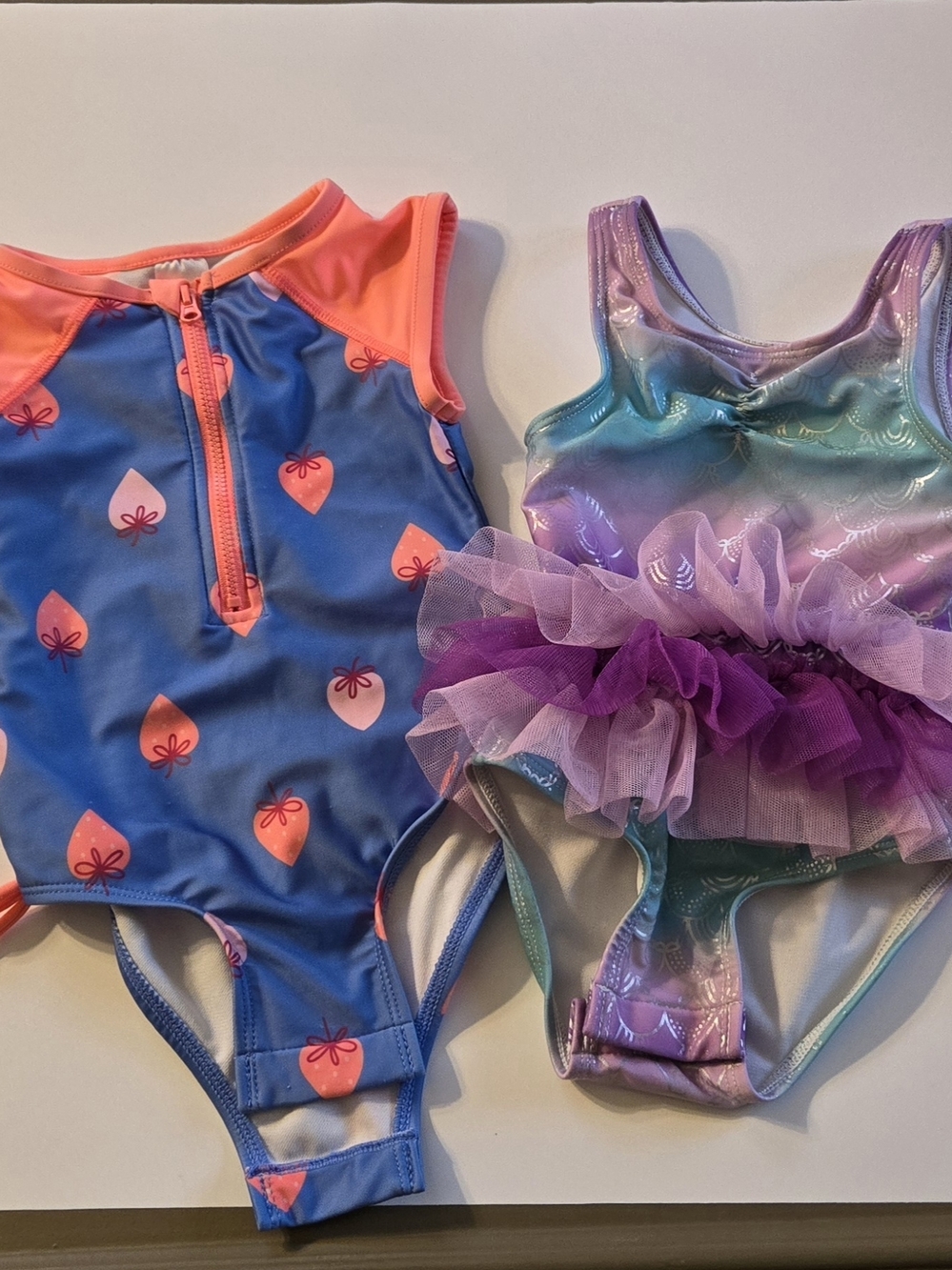 Cat & Jack Blue Swimsuit with Pink Accents & Iridescent Purple Tulle One-Piece